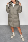 Оптом Пальто утепленное с капюшоном зимнее женское AD51155Kh, фото 10